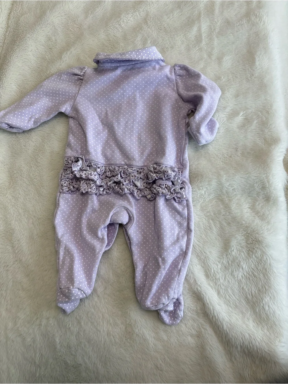 Carters newborn purple sleeper cutie vintage Y2K pajama polka dots
